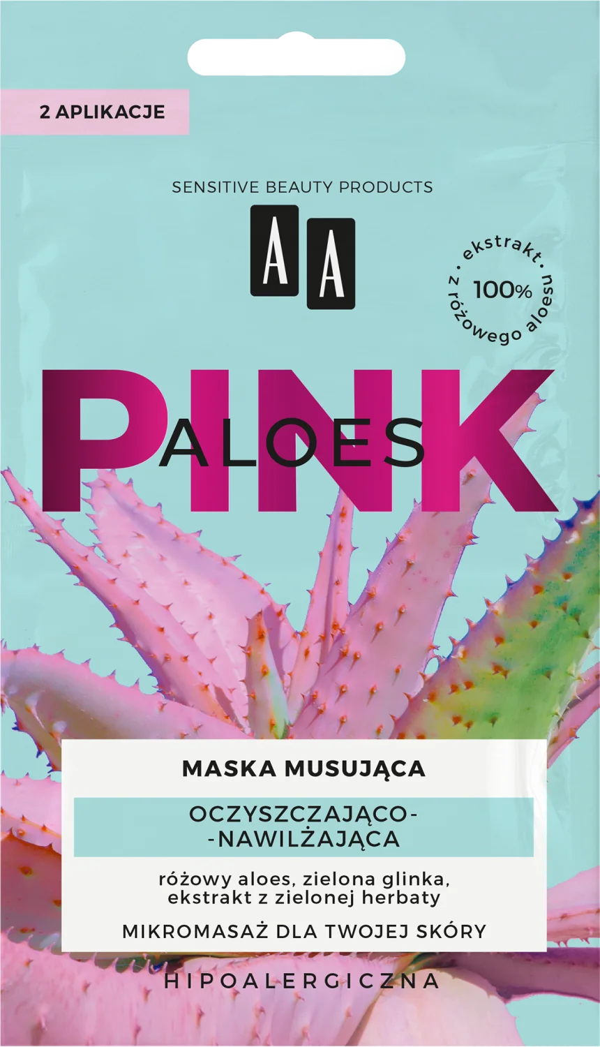 AA ALOES PINK, maseczka musująca oczyszczająco-nawilżająca, 18 ml