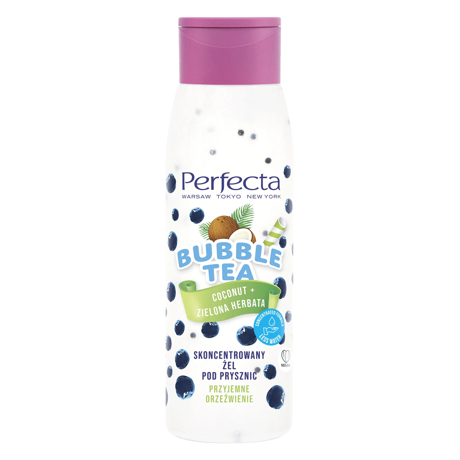 Perfecta Bubble Tea Coconut + Zielona Herbata skoncentrowany żel pod prysznic, 400 ml