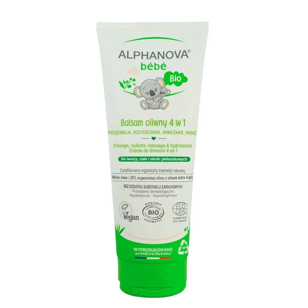 ALPHANOVA bébé BIO Liniment, krem nawilżająco-oczyszczający 4w1, 200 ml