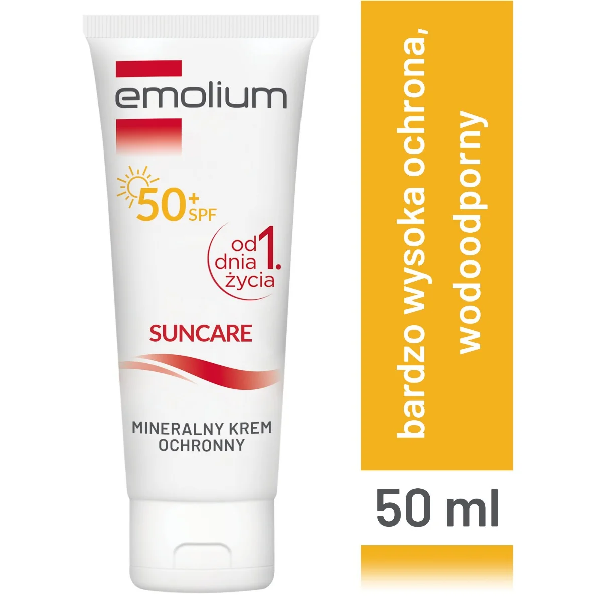 Emolium Suncare, mineralny krem ochronny SPF 50+, 50 ml