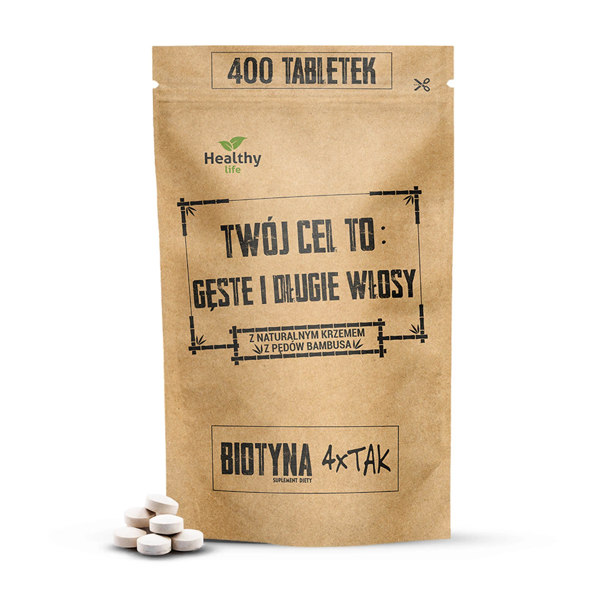 Biotyna 4 x TAK z naturalnym krzemem 400 tabletek 