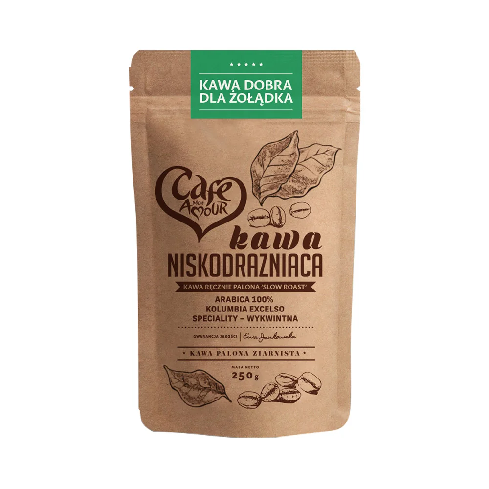 Cafe Mon Amour kawa ziarnista niskodrażniąca ręcznie palona, 250 g