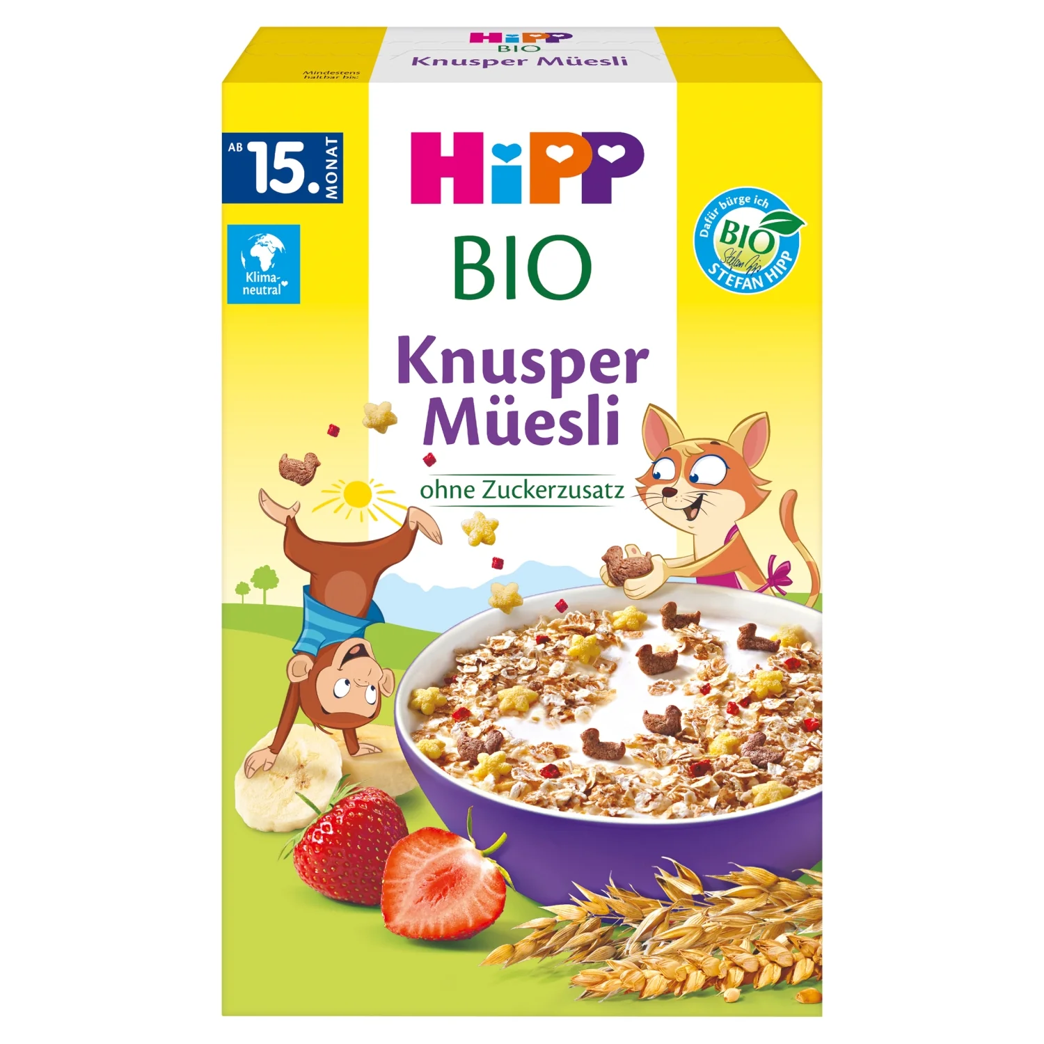 HiPP BIO chrupiące musli z bananami i truskawkami, 200 g