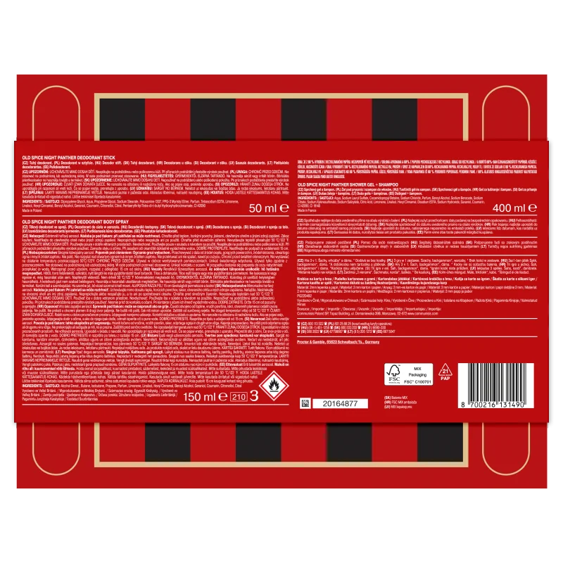 Old Spice Zestaw podarunkowy Gamebox, dezodorant w sztyfcie i w sprayu, żel pod prysznic, 3 gry 