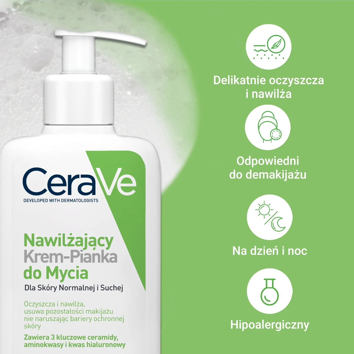 Cerave nawilżający krem-pianka do mycia, 236 ml