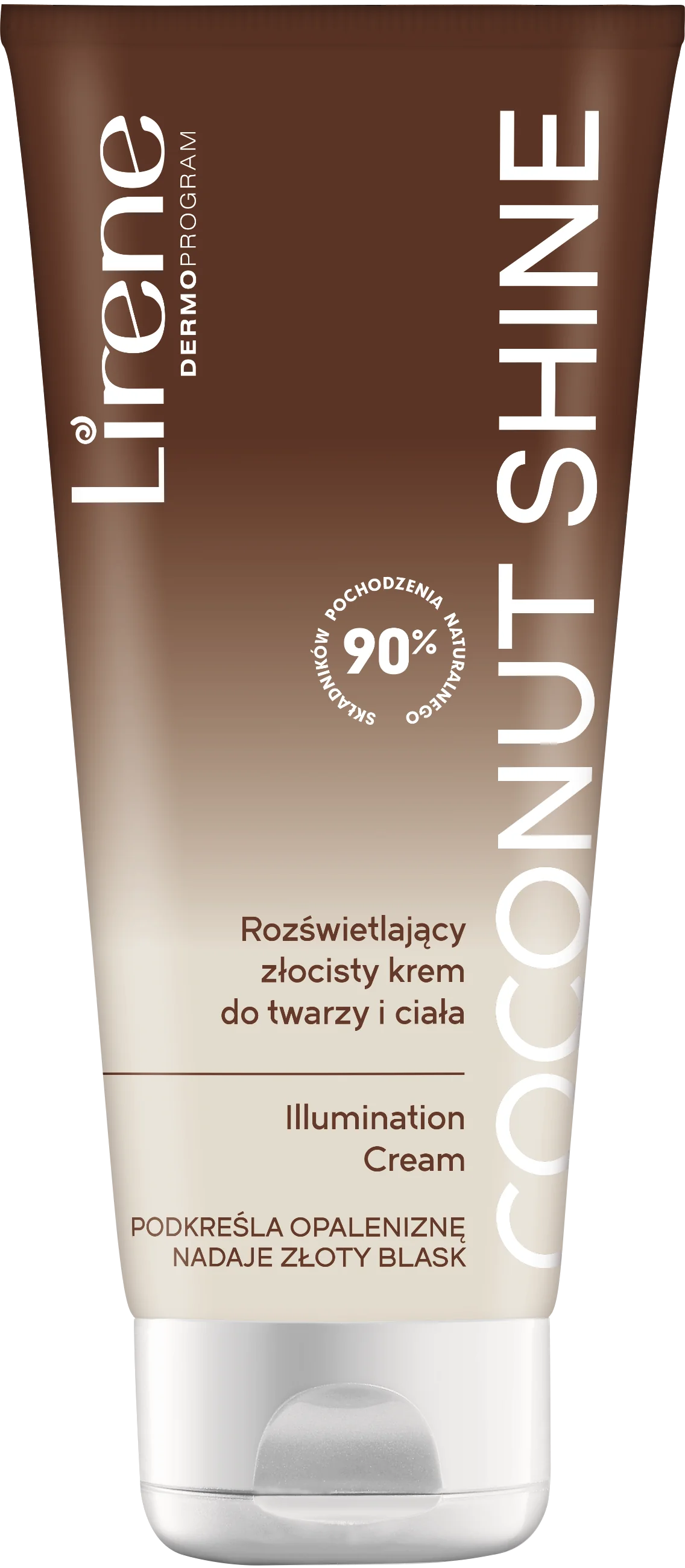 Lirene PERFECT TAN rozświetlający złocisty krem do twarzy i ciała Coconut Shine, 150 ml