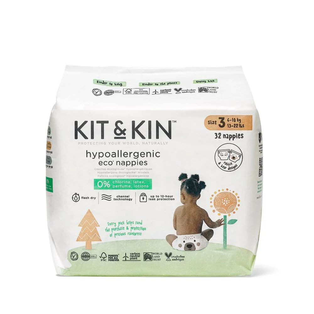 Kit & Kin, biodegradowalne pieluszki jednorazowe 3 Maxi (6-10 kg), 34 szt.