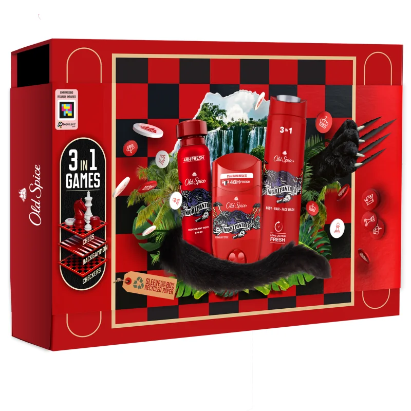 Old Spice Zestaw podarunkowy Gamebox, dezodorant w sztyfcie i w sprayu, żel pod prysznic, 3 gry 