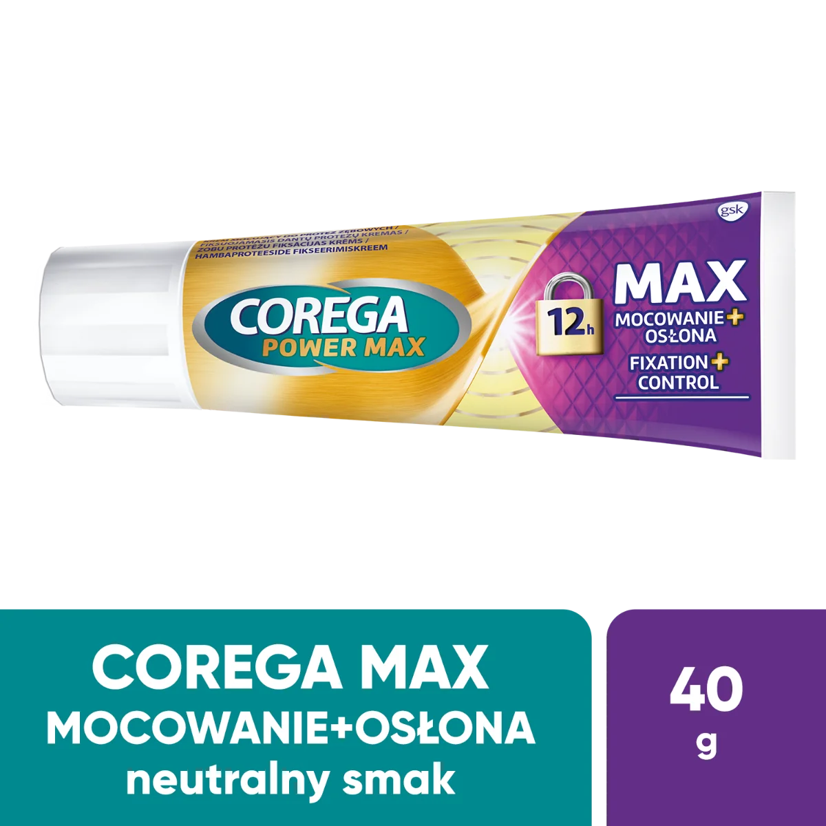 Corega Power Max, krem mocujący do protez zębowych, 40 g