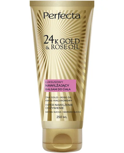 Perfecta 24K Gold & Rose Oil, luksusowy nawilżający balsam do ciała, 200 ml