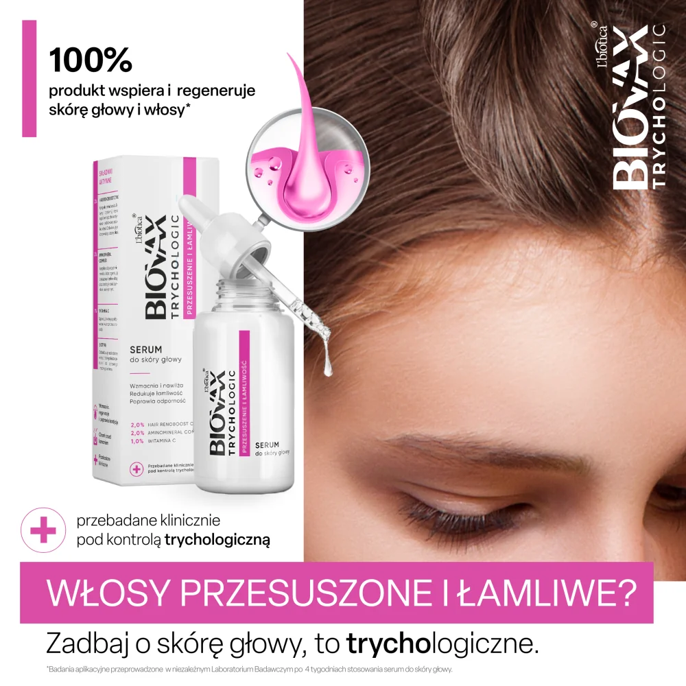 Biovax Trychologic Przesuszenie i Łamliwość serum do skóry głowy, 50 ml