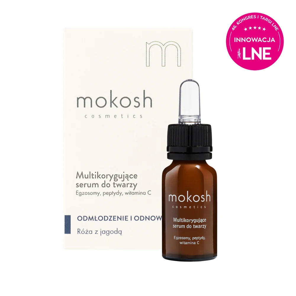 Mokosh Multikorygujące serum do twarzy Egzosomy, peptydy, witamina C, 12 ml