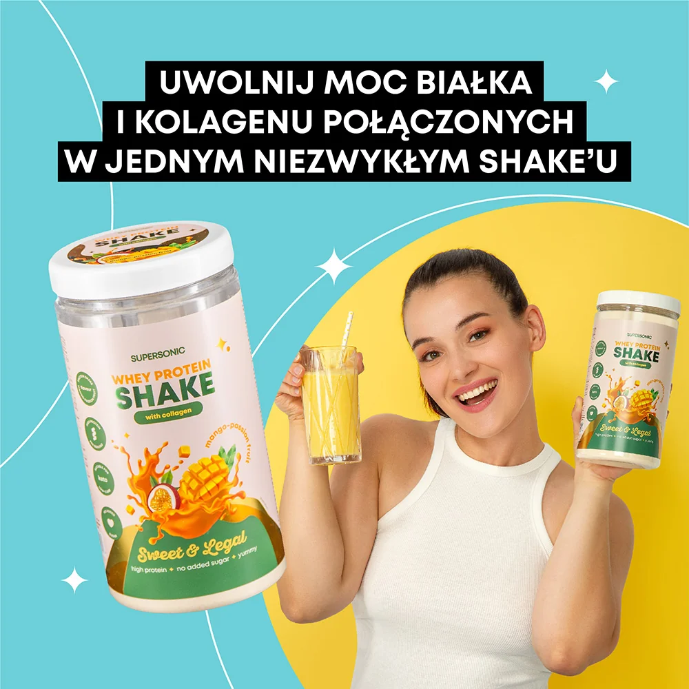 Supersonic koktajl proteinowy z kolagenem o smaku mango z marakują, 16 porcji, 560 g 