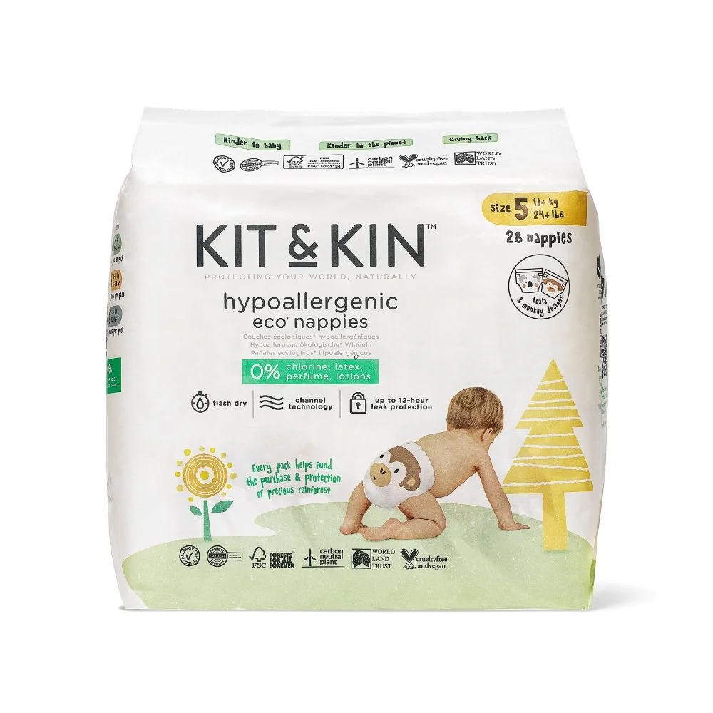 Kit & Kin, biodegradowalne pieluszki jednorazowe 5 Junior (11 kg+), 30 szt.