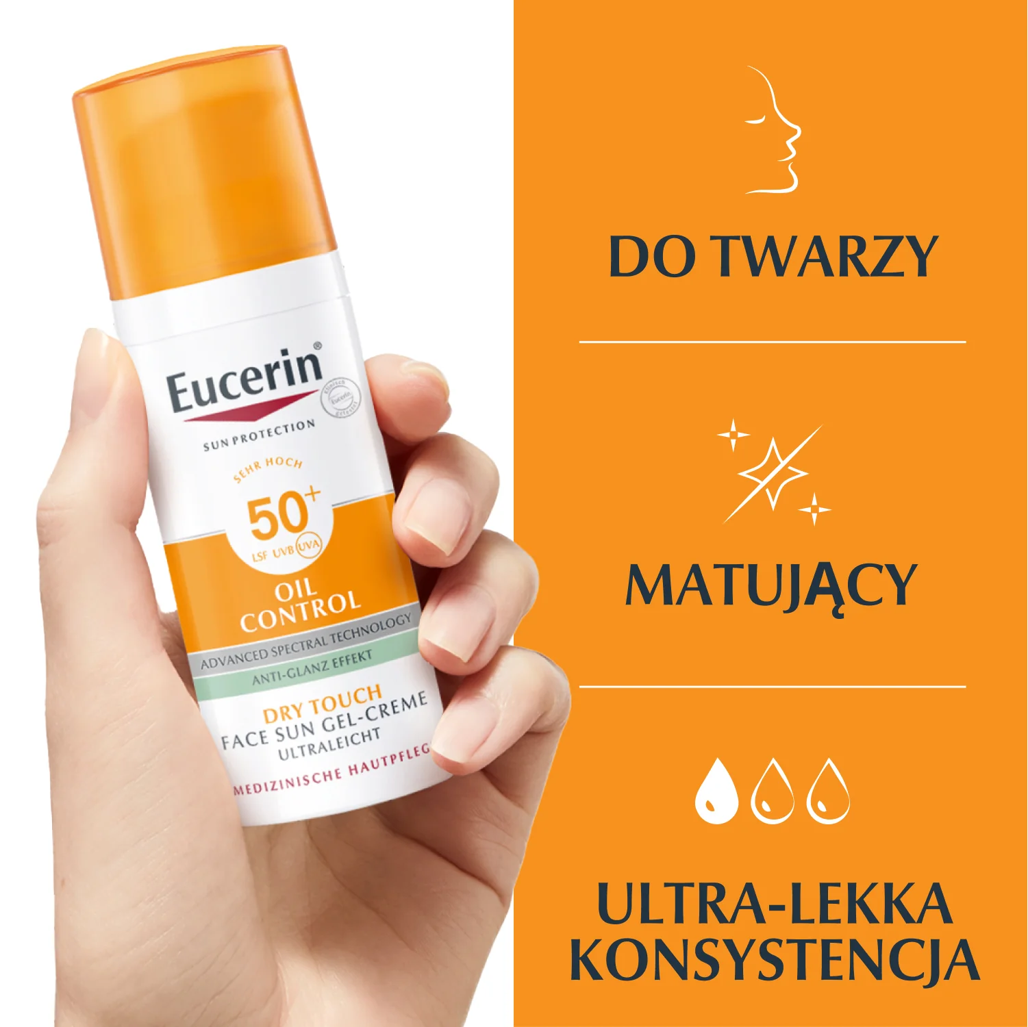 Eucerin Sun Oil Control Dry Touch Żel-krem ochronny SPF50+, 50 ml