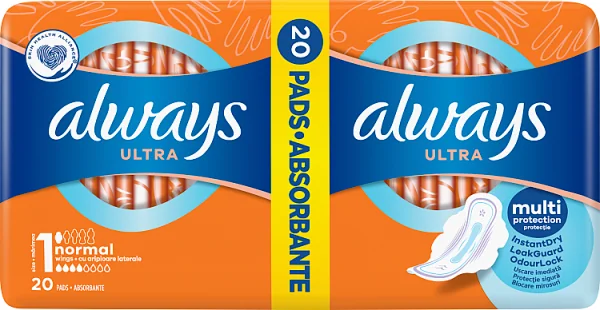 Always Ultra Normal, podpaski ze skrzydełkami, rozmiar 1, 20 sztuk