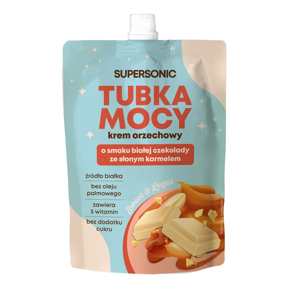 Supersonic Tubka Mocy krem orzechowy o smaku białej czekolady z karmelem, 50 g 