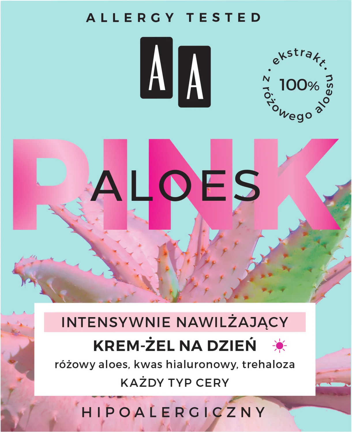 AA ALOES PINK Intensywnie nawilżający żelowy krem na dzień, 30 ml