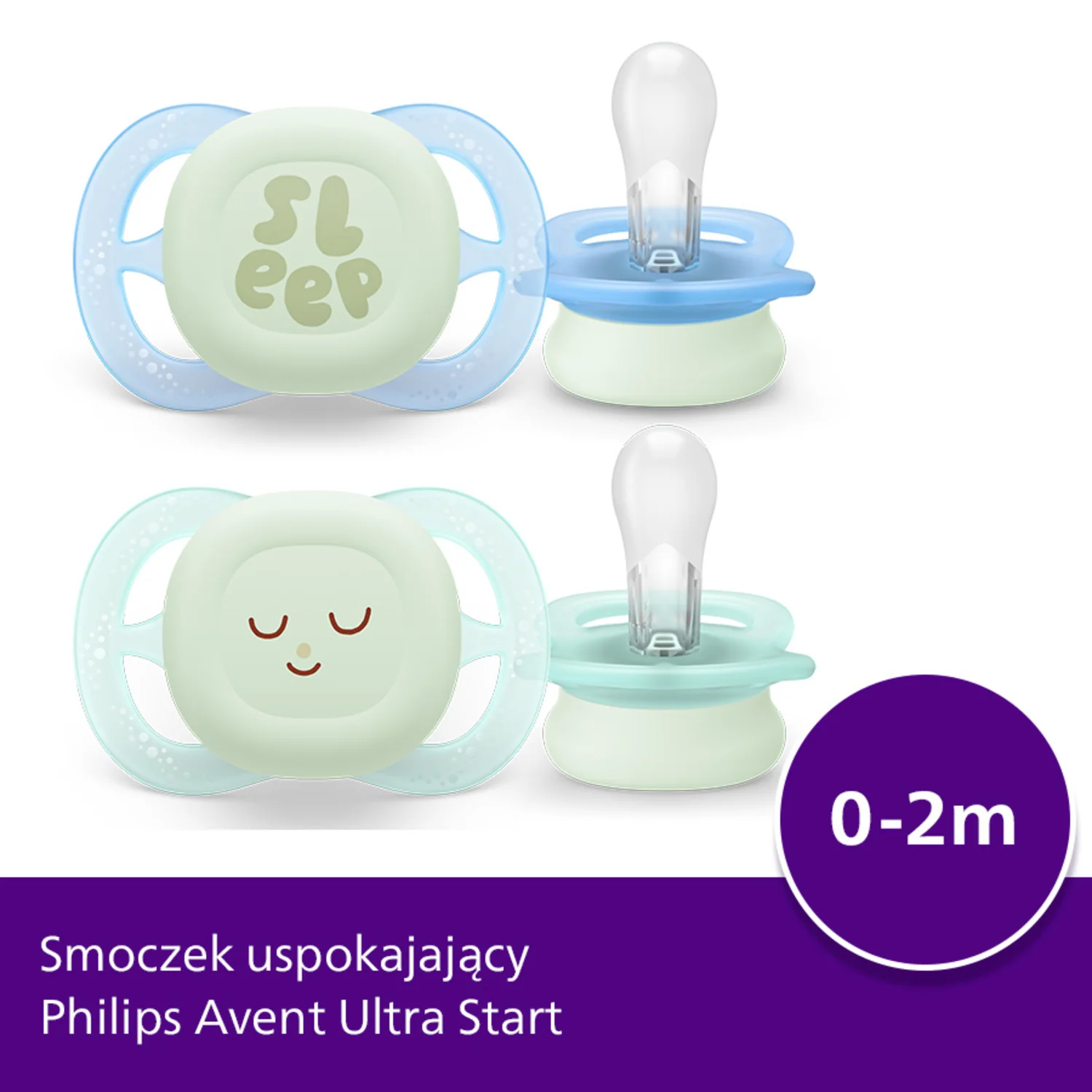 Philips Avent Ultra Start SCF075/08 smoczek świecący w ciemności, 2 szt.