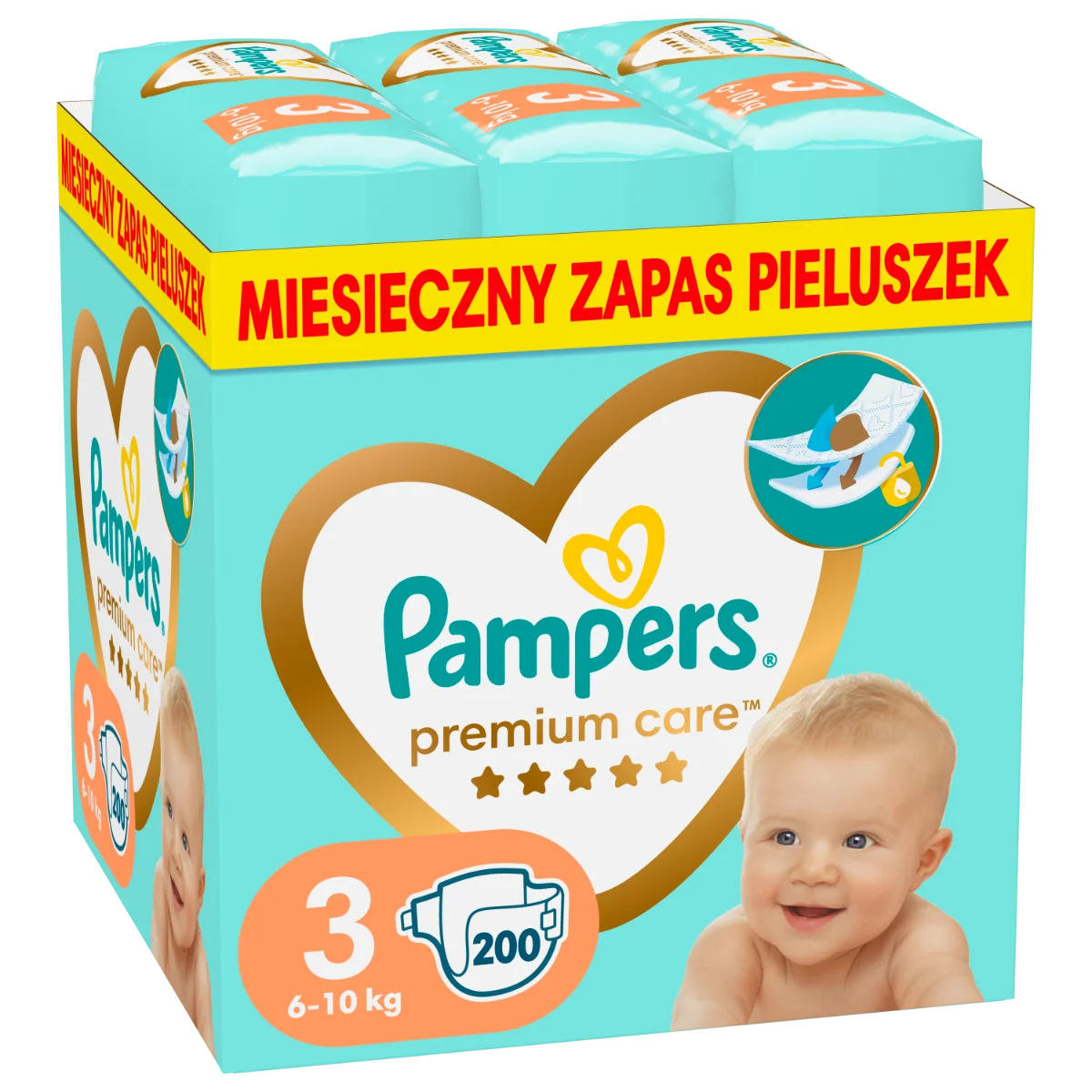 Pampers Premium Care, pieluchy jednorazowe rozmiar 3 6-10 kg, 200 szt.