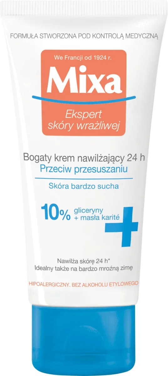 Mixa bogaty krem nawilżający do twarzy 24h, 50 ml