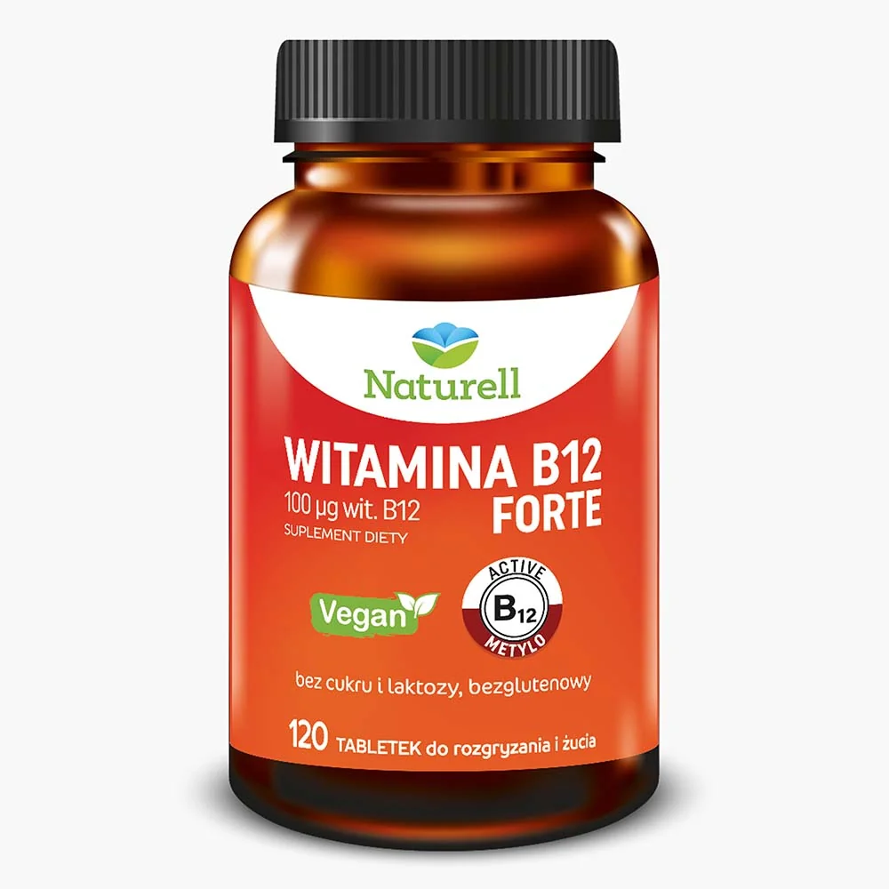 Naturell, Witamina B12 Forte, 120 tabletek do rozgryzania i żucia