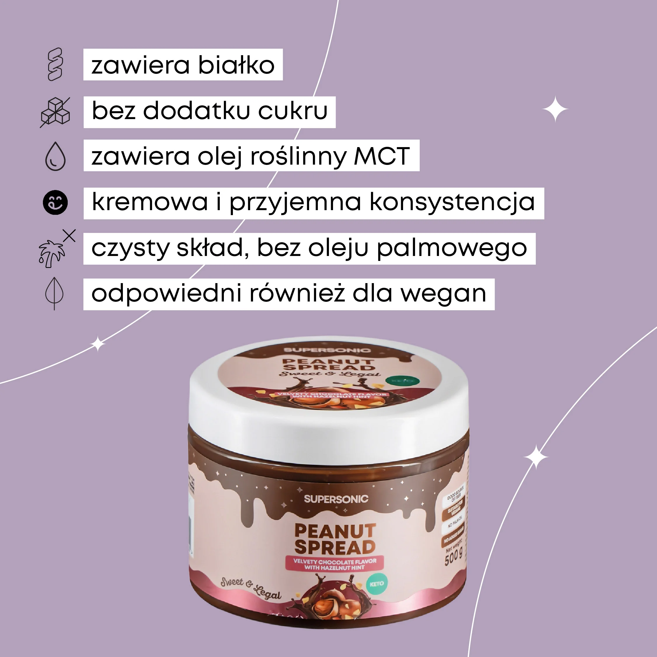 Supersonic krem orzechowy o smaku czekolady z nutą orzechową (low-carb), 250 g 