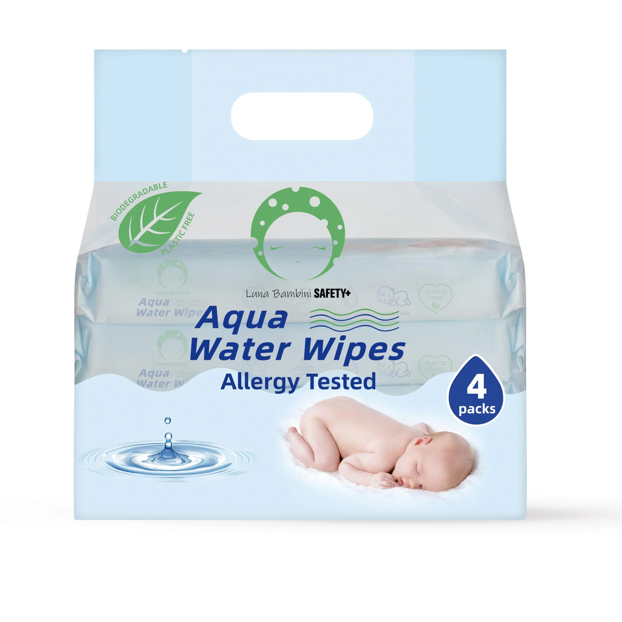 Luna Bambini Aqua Water Wipes, chusteczki wodne, 4 x 50 szt.