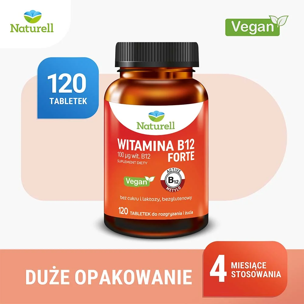 Naturell Witamina B12 Forte, 120 tabletek do rozgryzania i żucia