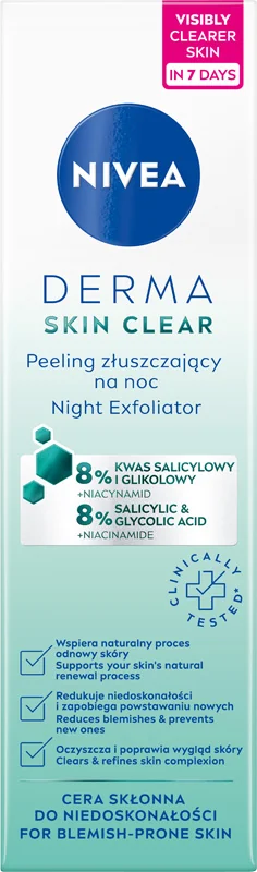 Nivea Derma Skin Clear, peeling złuszczający na noc, 40 ml