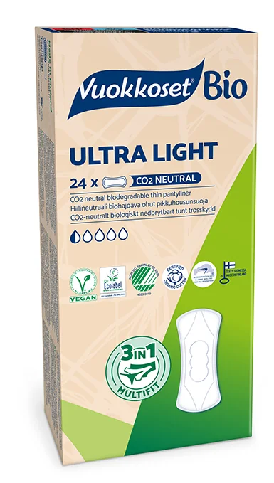 Vuokkoset 100% Bio Ultra Light, cienkie wkładki higieniczne, 24 szt.