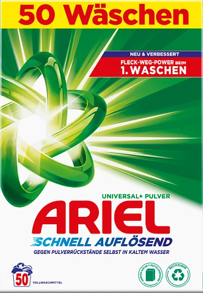 Ariel Brilliant Clean Fast Dissolving, proszek do prania 3kg, 50 prań