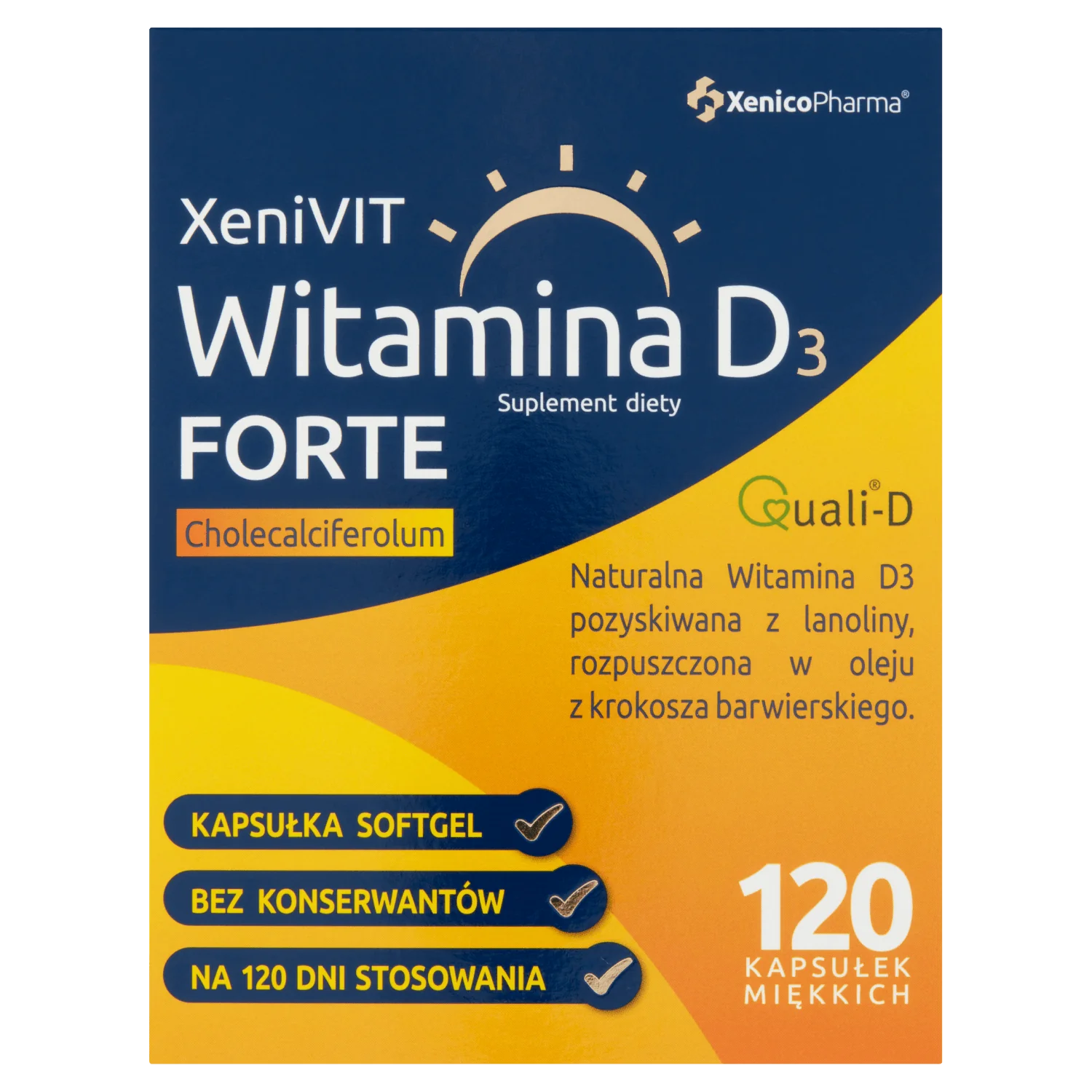 XeniVIT Witamina D3, 4000 IU, 120 kapsułek