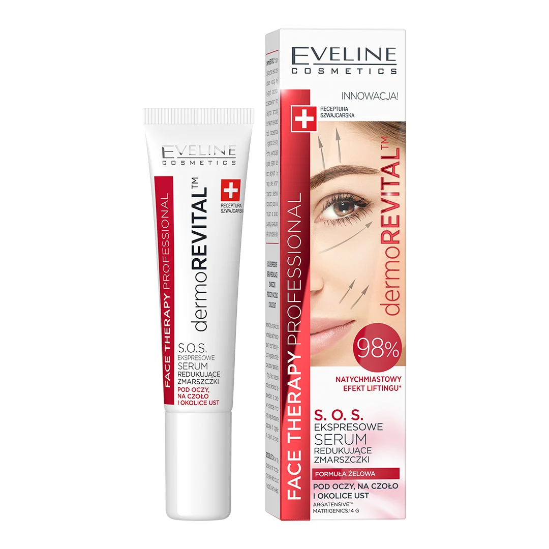 Eveline Cosmetics Face Therapy Professional DermoRevital S.O.S. ekspresowe serum redukujące zmarszczki pod oczy, na czoło i okolice ust, 15 ml