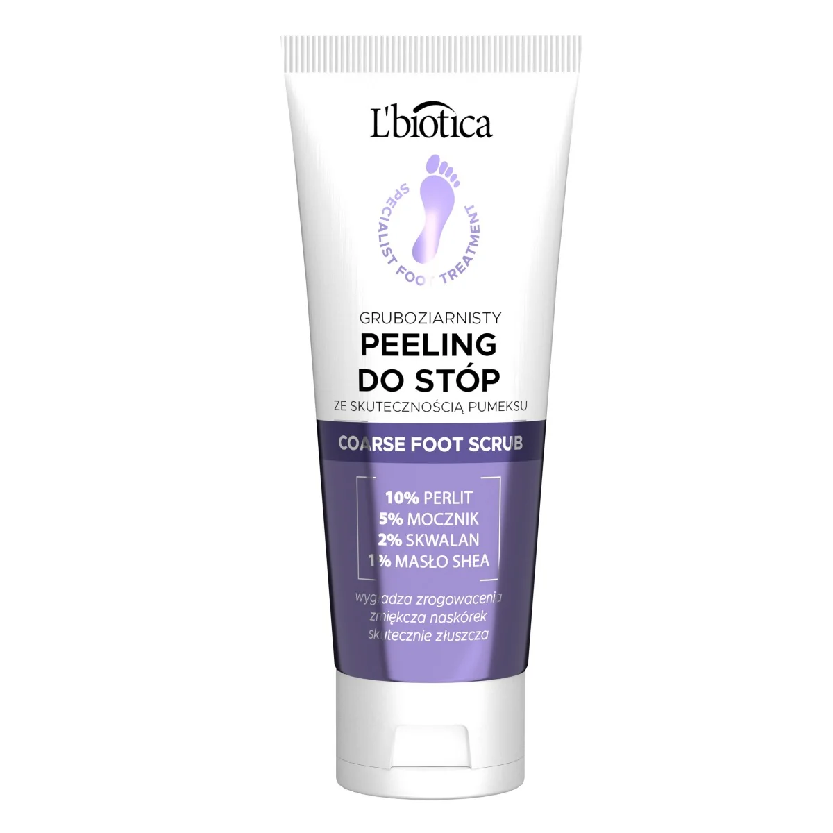 L'biotica, Gruboziarnisty peeling do stop ze skutecznością pumeksu, 75ml