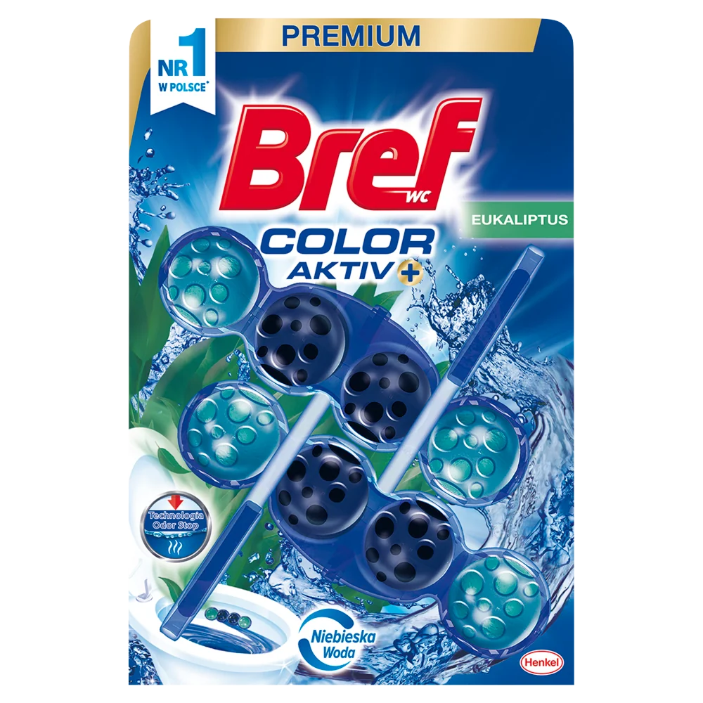 Bref WC Color Activ+ Odor Stop Eukaliptus zawieszka do toalety, 2x 50 g