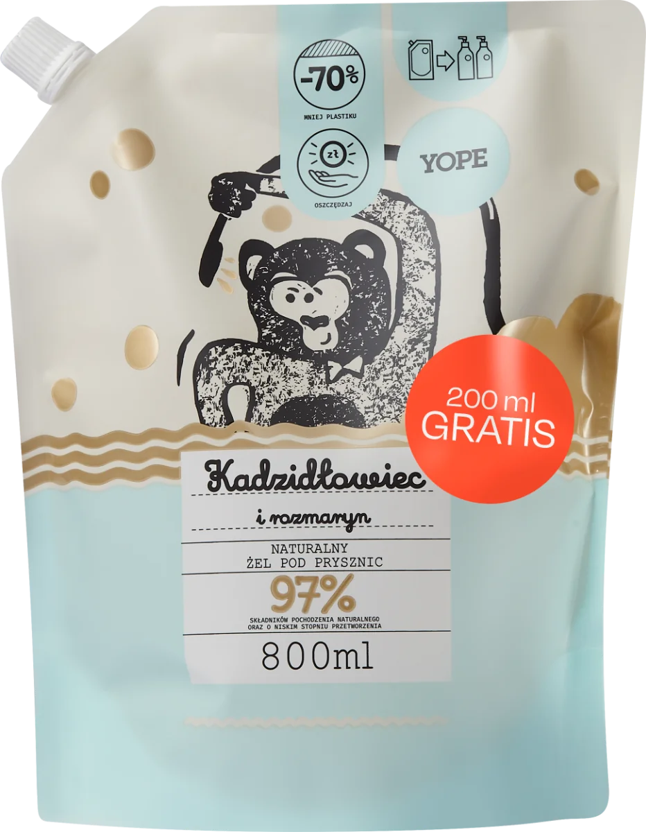 Yope refill żel pod prysznic 97% kadzidłowiec i rozmaryn, 800 ml