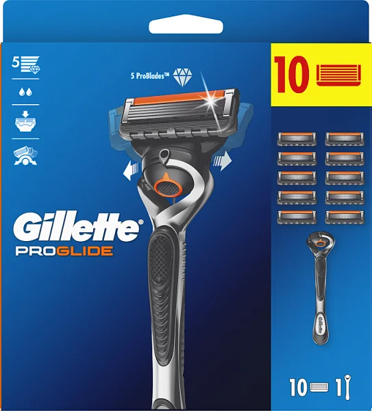 Gillette ProGlide, maszynka do golenia dla mężczyzn, 10 ostrzy wymiennych