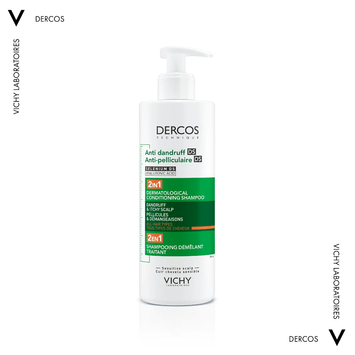 VICHY DERCOS Szampon Przeciwłupieżowy z odżywką 2w1, 390ml