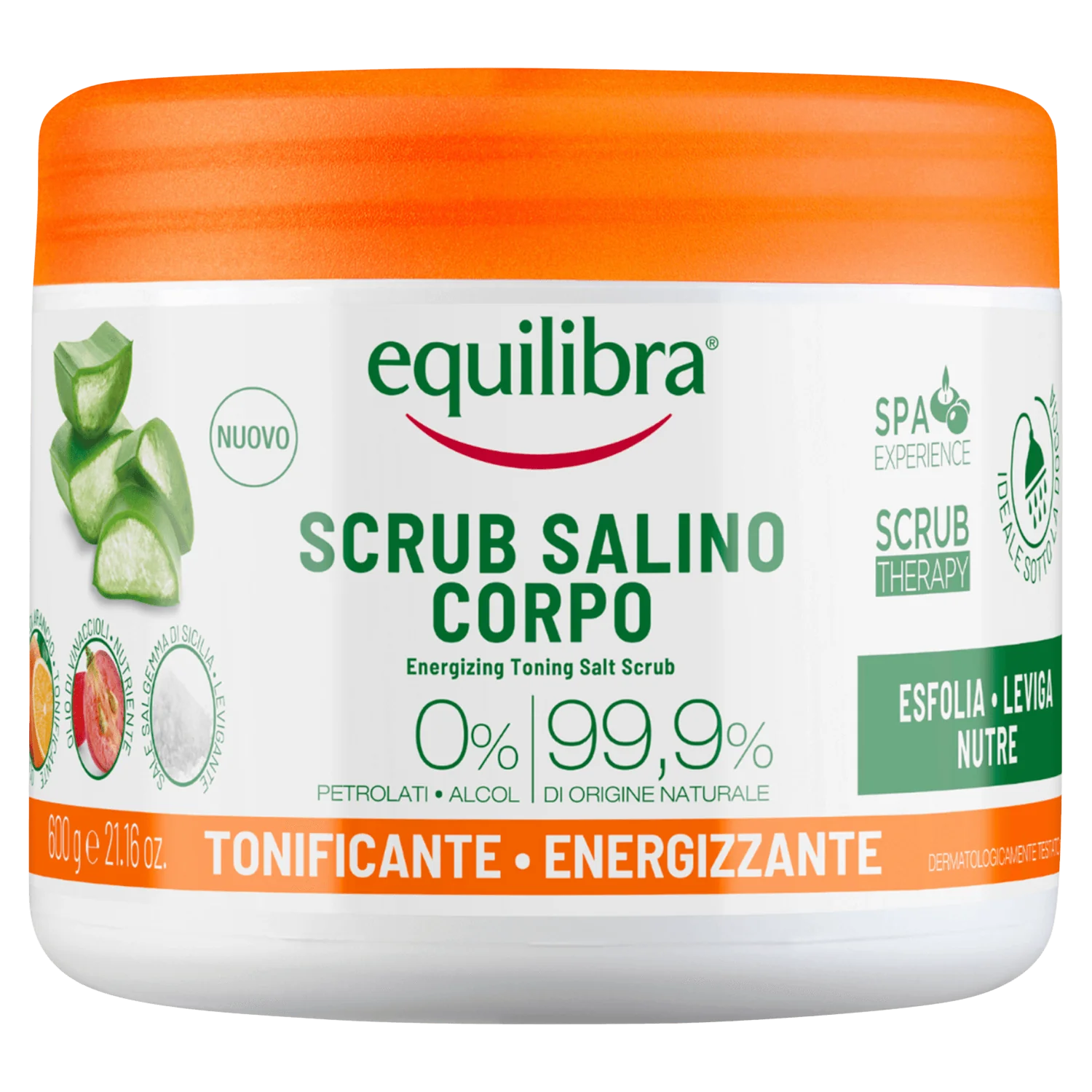 Equilibra, tonizująco-energetyzujący peeling solny, 600 g