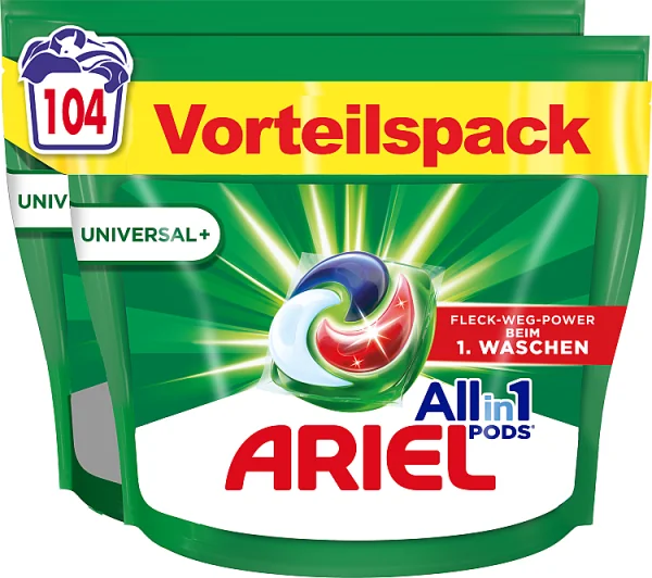 Ariel Universal +, kapsułki z płynem do prania, 104 sztuki