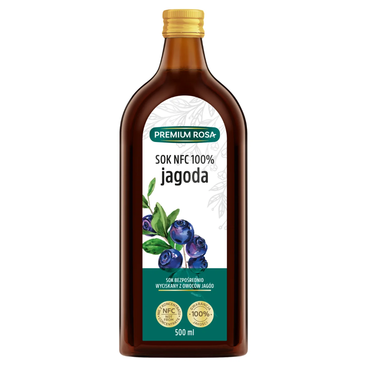 Premium Rosa Sok NFC 100% Jagoda, 500 ml