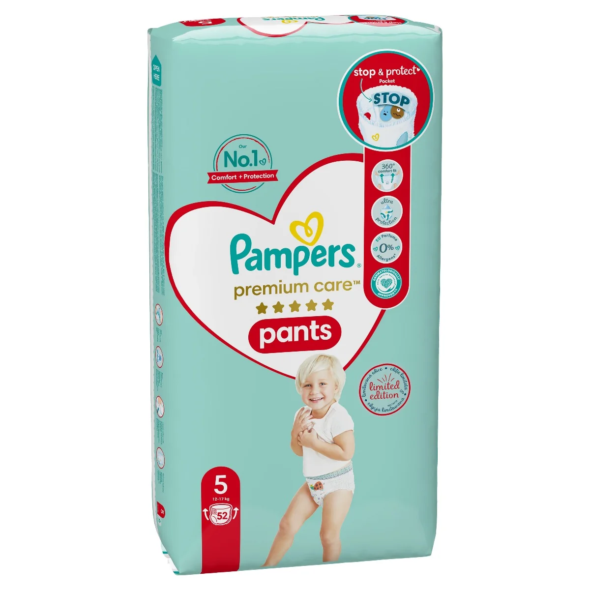 Pampers Premium Care Pants Junior pieluszki jednorazowe, rozmiar 5, 12-17 kg, 52 szt. 