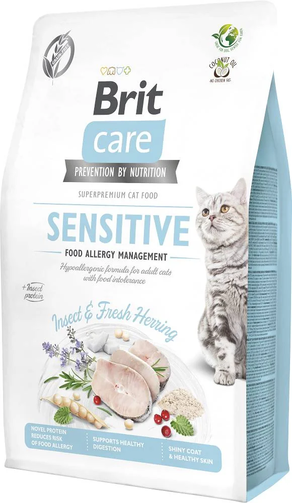 Brit Care Grain-Free Insect&Herring Sensitive Sucha karma z insektami i śledziem dla kota, 2 kg