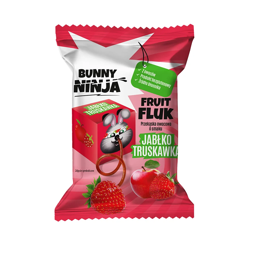 Bunny Ninja Fruit Fluk przekąska owocowa o smaku jabłko-truskawka, 15 g