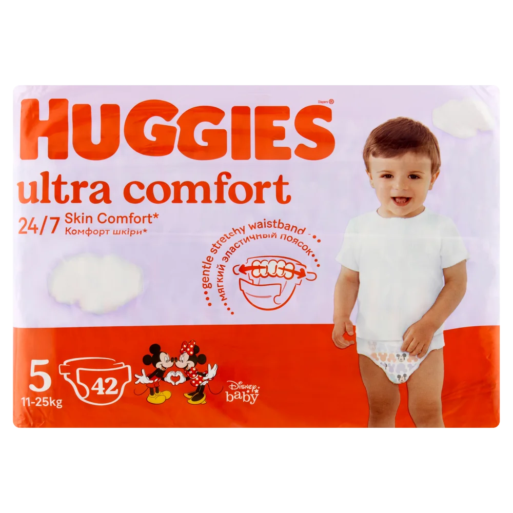 Huggies Ultra Comfort Jumbo Pack, pieluszki rozmiar 5 (11-25 kg), 42 szt.