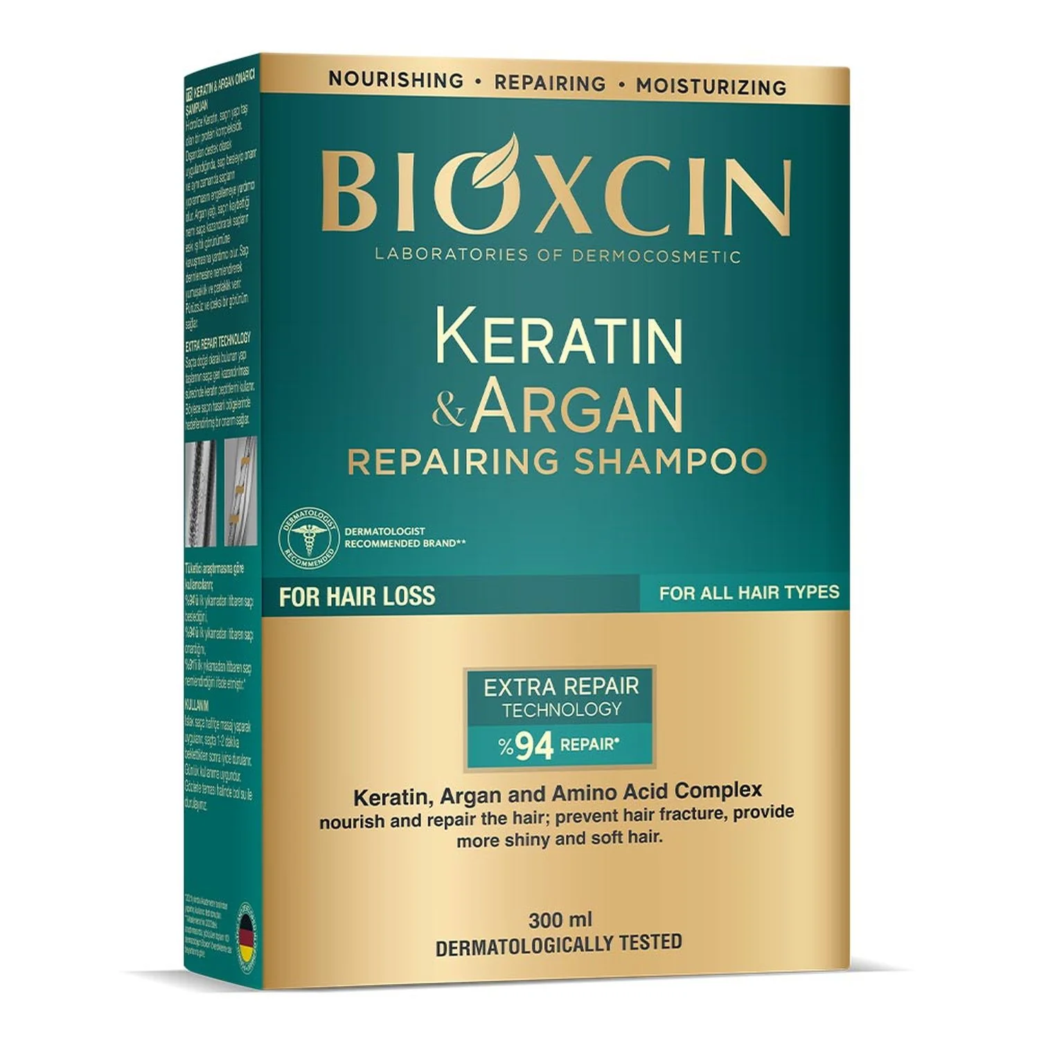 Bioxcin Keratin & Argan szampon regenerująco-nawilżający, 300 ml