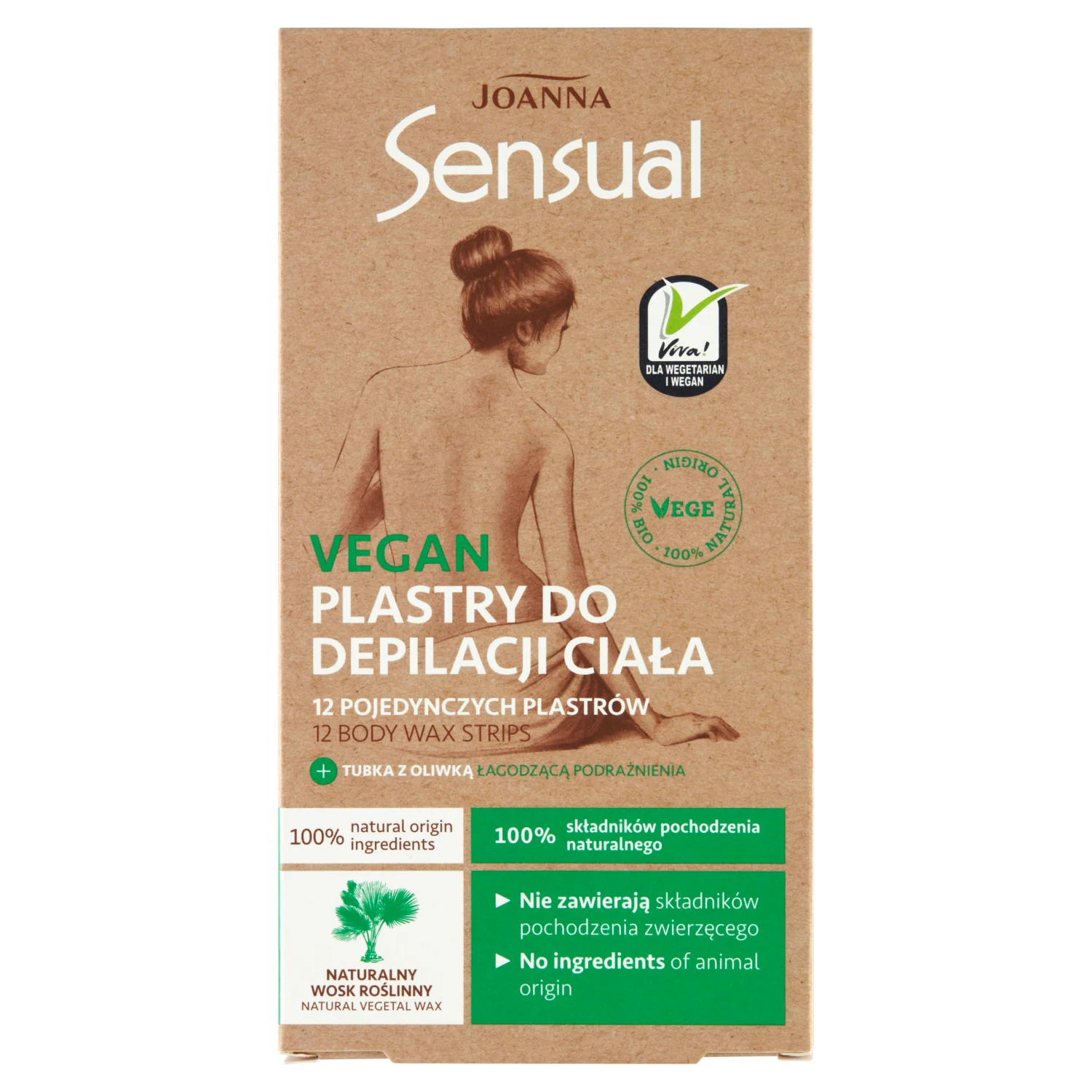 Joanna Sensual Vegan plastry do depilacji ciała, 12 szt.