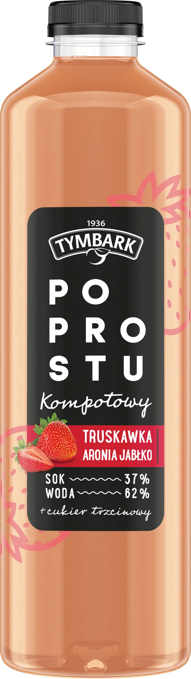 Tymbark Po Prostu Kompotowy napój, truskawka aronia jabłko, 1250 ml