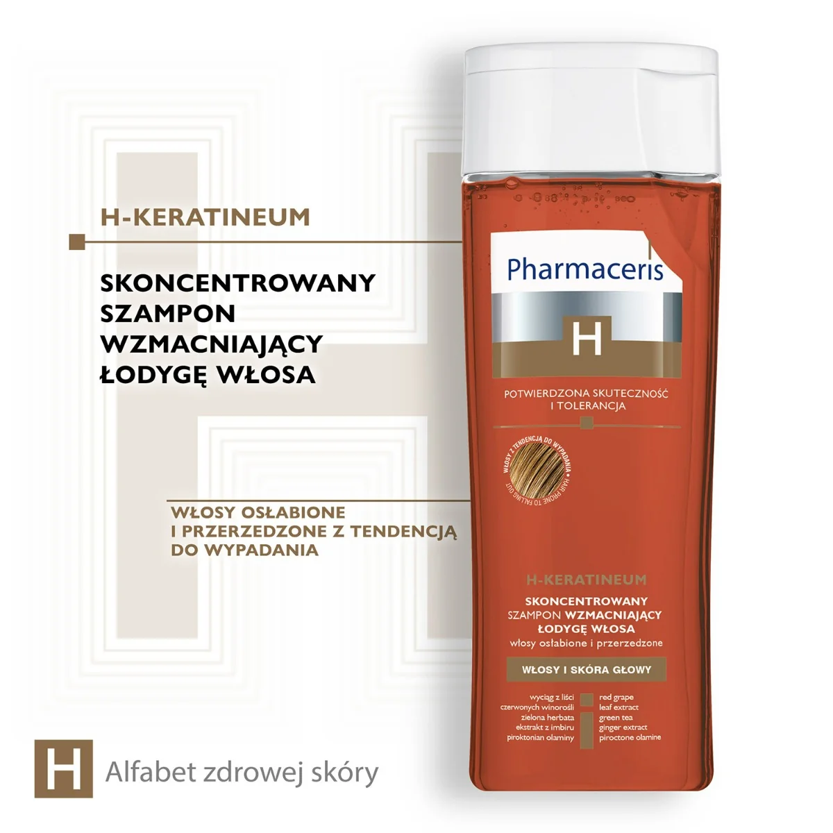 Pharmaceris H Keratineum skoncentrowany szampon wzmacniający łodygę włosa do włosów osłabionych, 250 ml